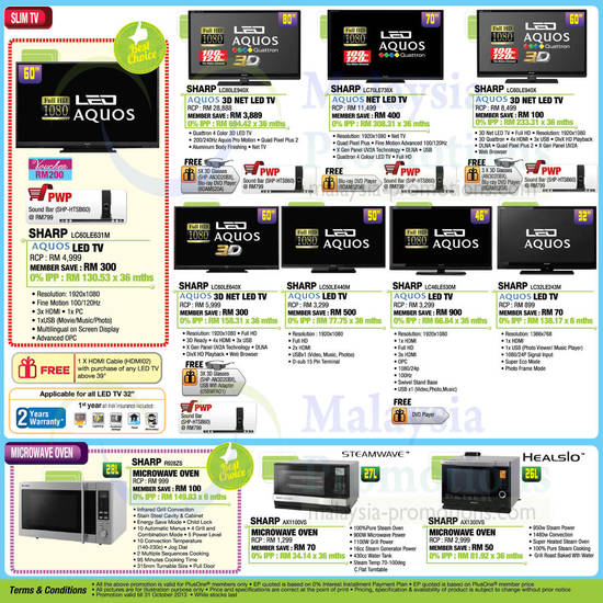 TVs, LEDs, Aquos, Microwave Ovens