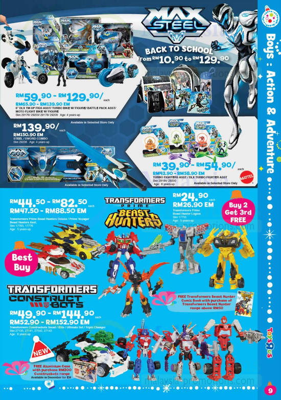 Boys Action n Adventure Max Steel, Transformenrs Prime Beast Hunters, Construct Bots