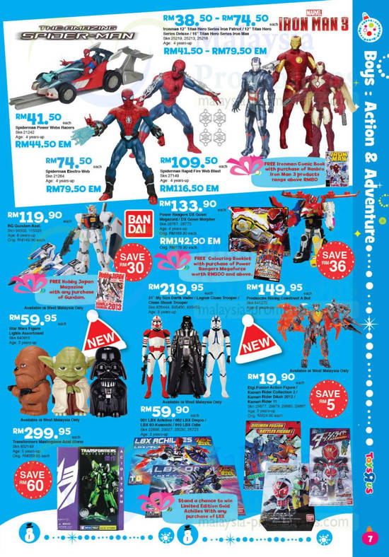 Boys Action n Adventure Spider Man, Iron Man 3, Power Rangers, Transformers