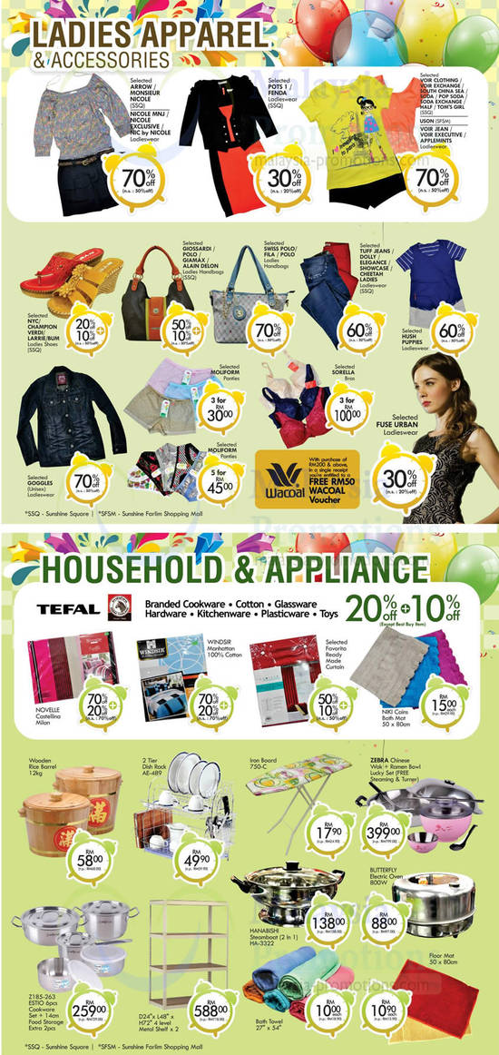 Ladies Apparel, Accessories, Household, Appliances