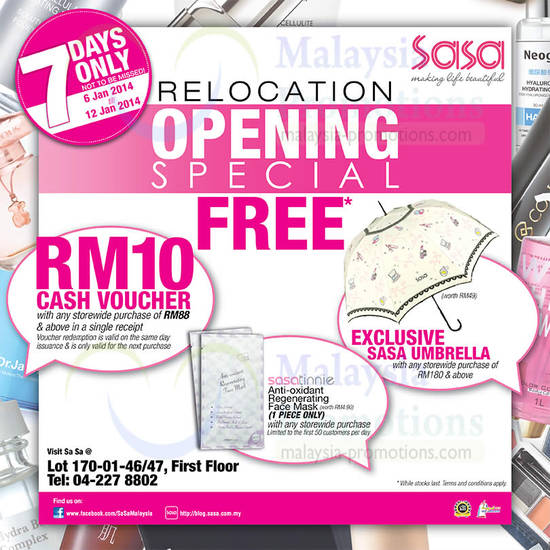 Free RM10 Cash Voucher, Umbrella, Sasatinnie Face Mask