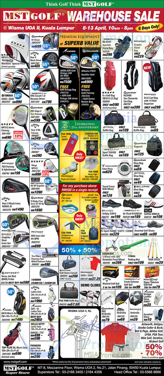 8 Apr MST Golf Warehouse Offers Bags, Clubs, Accessories