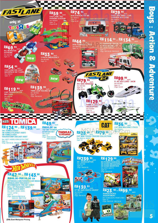 Boys Action n Adventure, Fast Lane, Tomica, Cat, Hot Wheels, Power Rangers