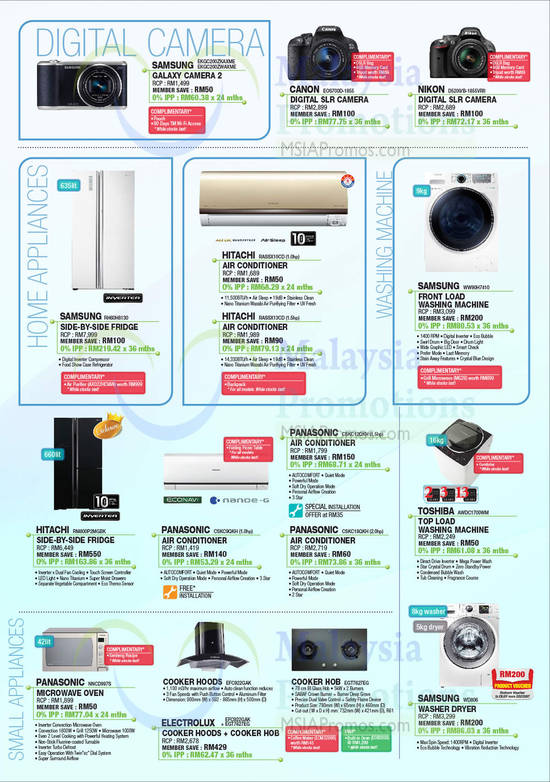 Digital Cameras, Air Conditioners, Washers