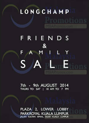 Featured image for (EXPIRED) Longchamp Family SALE @ Parkroyal Kuala Lumpur 7 – 9 Aug 2014