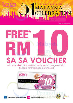 Featured image for (EXPIRED) Sasa Free RM10 Cash Voucher Promo 15 – 30 Sep 2014