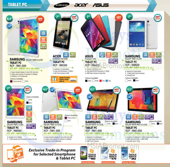 Tablets, Samsung, Acer, Asus