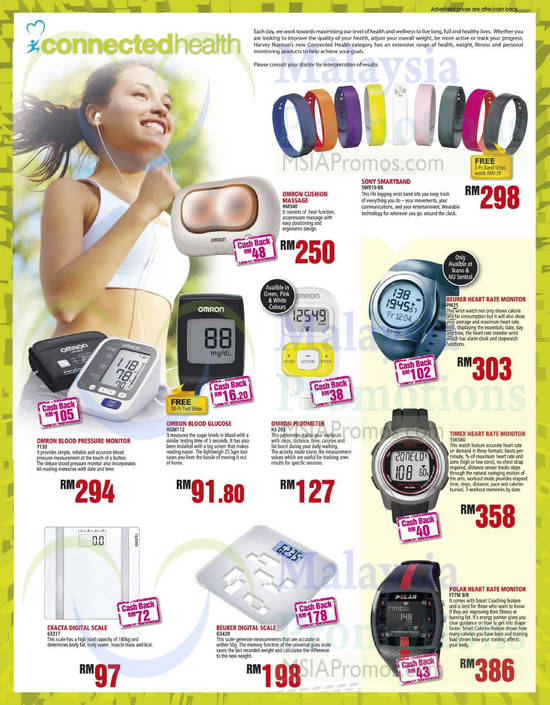 Blood Pressure Monitor, Heart Rate Monitor, Digital Scale, Smartband, Pedometer, Cushion Massage, Omron, Beurer, Timex