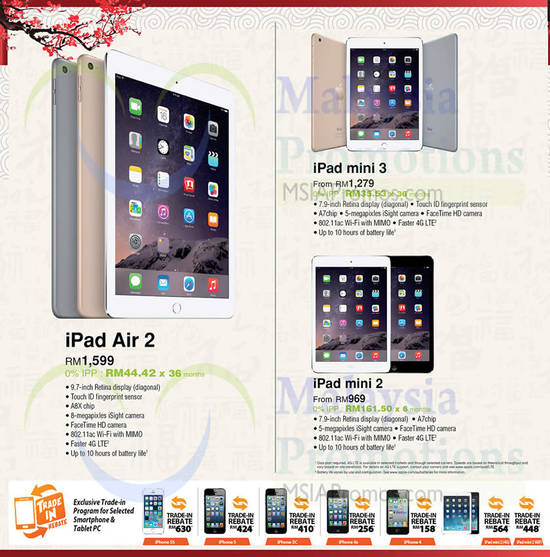 Tablets, Apple Smartphones, iPad Air 2, iPad Mini 3, iPad Mini 2, iPhone 5S, iPhone 5, iPhone 5C, iPhone 4S, iPhone 4