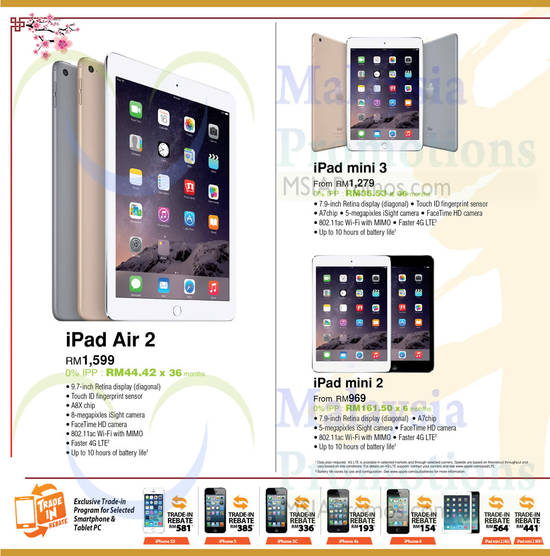 Apple Smartphones, Tablets, iPad Air 2, iPad Mini 3, iPhone 5S, iPhone 5, iPhone 5C, iPhone 4