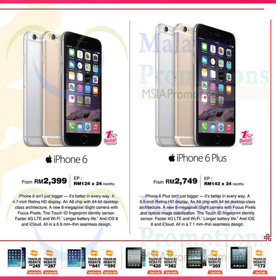 Apple Smartphones, Tablets, iPhone 6, iPhone 6 Plus, iPad Mini, iPad Air, iPad 4, iPad 3