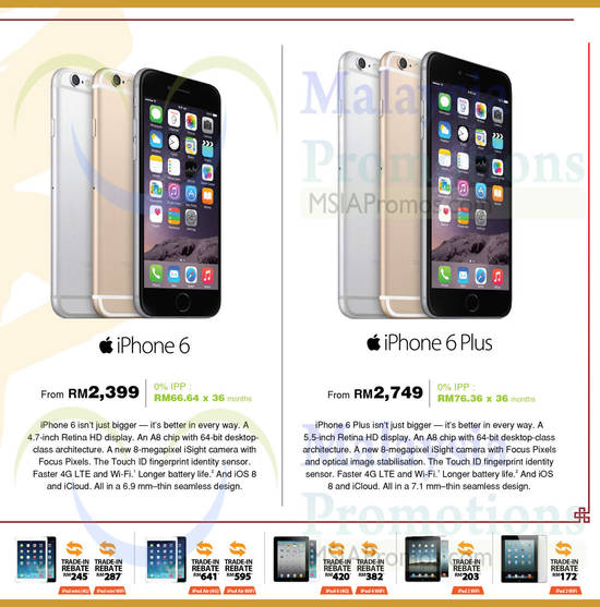 Apple Smartphones, Tablets, iPhone 6, iPhone 6 Plus, iPad Mini, iPad Air, iPad 4, iPad 3