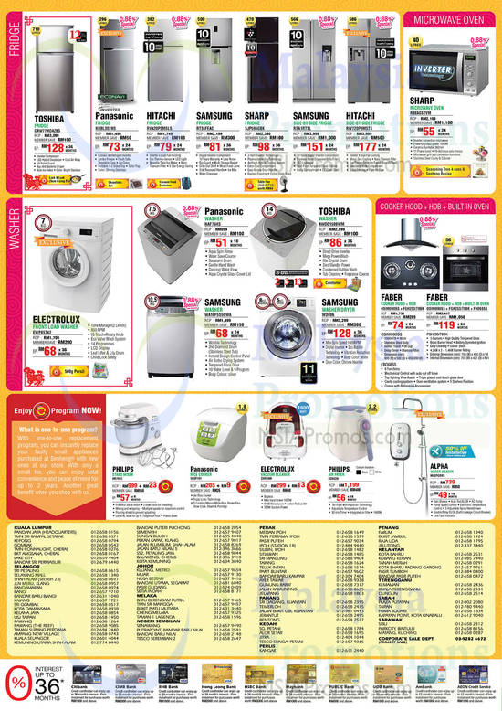 Fridges, Washers, Ovens, Kitchen Appliances, Rice Cooker, Stand Mixer, Vacuum Cleaner, Water Heater, Faber, Samsung, Hitachi, Sharp