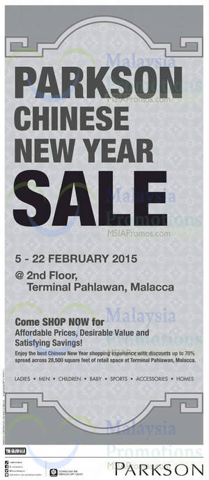 Featured image for (EXPIRED) Parkson Chinese New Year Sale @ Malacca 5 – 22 Feb 2015