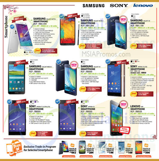 Smartphones, Samsung Galaxy, Sony Xperia, Lenovo, Samsung Galaxy Note 4 5.7, Sony Xperia Z3, Samsung Galaxy S5, Lenovo S90