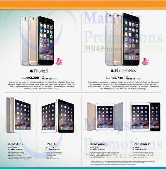 Apple Smartphones, Apple Tablets, Apple iPhone 6, Apple iPhone 6 Plus, Apple iPad Air 2, Apple iPad Air, Apple iPad Mini 3