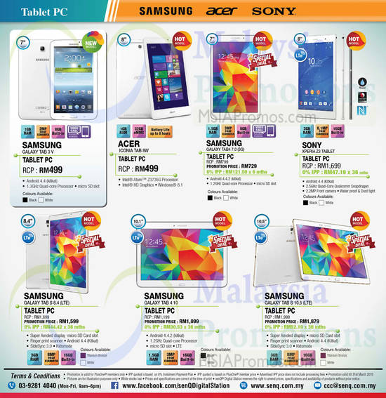 Tablets, Samsung Galaxy, Sony Xperia, Acer Iconia Tab 8W, Samsung Galaxy Tab 3 V 7.0, Samsung Galaxy Tab S 8.4