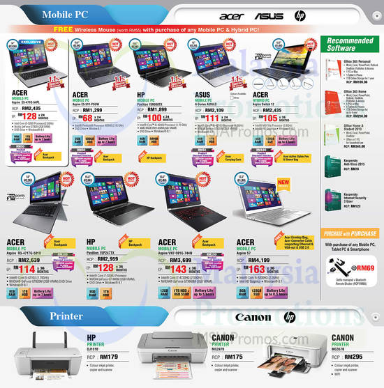 Notebooks, Printers, Software, Acer, HP, ASUS, Microsoft, Kaspersky, Canon, E5-471G-54PL, 15N308TX, R3-471TG-5018, 15P247TX, VN7-591G-744N