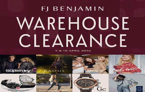 Featured image for FJ Benjamin Warehouse Clearance 9 - 10 Apr 2016