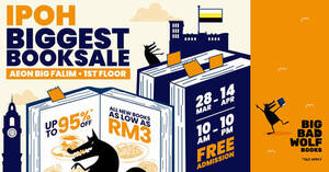 Featured image for Big Bad Wolf Books fair at AEON BIG Falim, Ipoh from 28 Mar – 14 Apr 2024