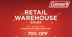 Featured image for Coleman Retail Warehouse Sale at Mitsui Outlet Park till 31 March 2024
