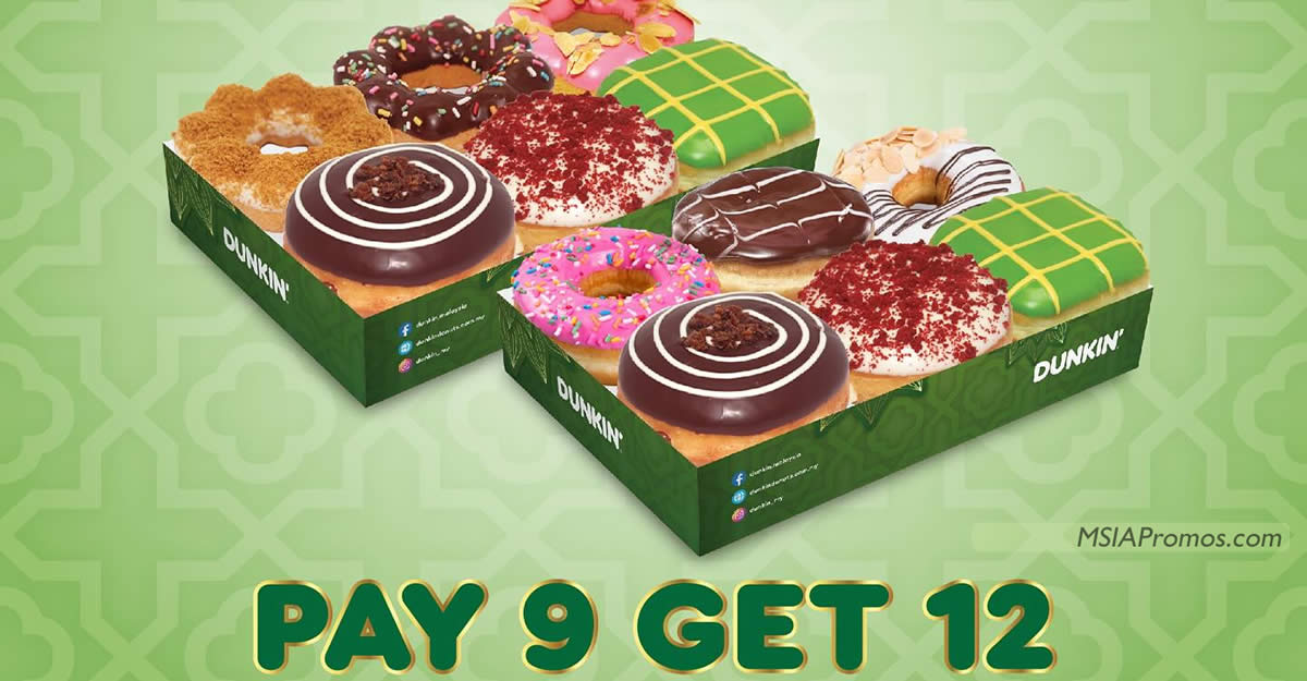 Featured image for Dunkin' M'sia has buy 9 get 3 FREE donuts promotion on 12 Mar 2024