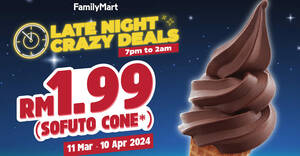 Featured image for (EXPIRED) FamilyMart RM1.99 Sofuto Cone 7PM to 2AM Late Night Crazy Sofuto Cone Deals till 10 Apr 2024