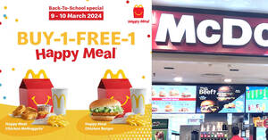Featured image for (EXPIRED) McDonald’s Malaysia has Buy-1-Free-1 Happy Meal till 10 Mar 2024