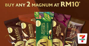 Featured image for 7-Eleven Malaysia Offers MAGNUM Ice Creams at 2-for-RM10 from 15 Apr – 5 May 2024