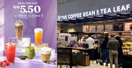 Coffee Bean & Tea Leaf Malaysia selling RM5.50 12oz drinks on 5 May 2024