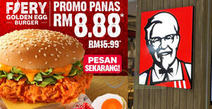 Featured image for KFC Malaysia Has RM8.88 (usual RM15.99) Fiery Golden Egg Burger from 15 May for dine-in, takeaway and delivery