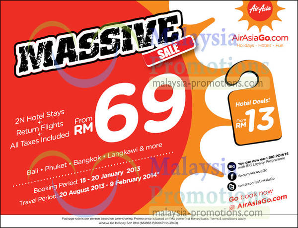 Featured image for (EXPIRED) Air Asia From RM65 Massive Sale 15 – 20 Jan 2013