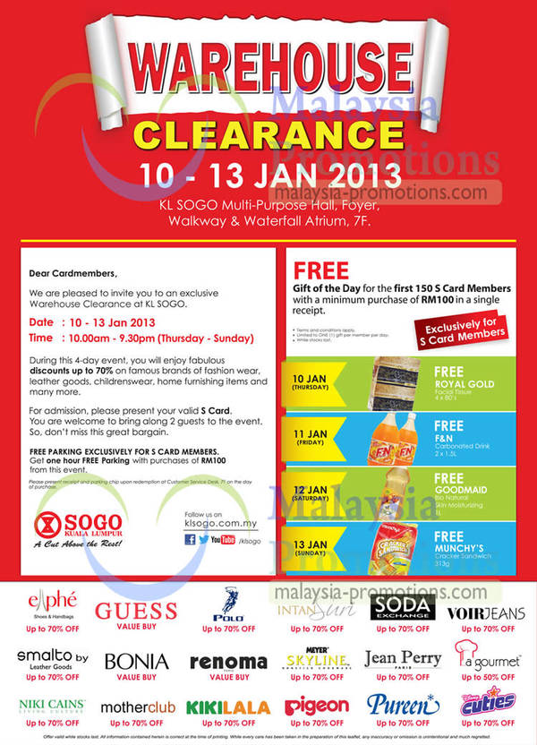 Featured image for (EXPIRED) KL Sogo Warehouse Clearance Sale 10 – 13 Jan 2013