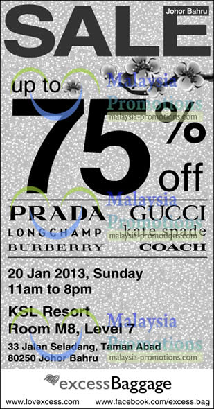 Featured image for (EXPIRED) Excess Baggage Branded Handbags Sale @ KSL Resort 20 Jan 2013