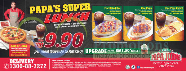 Featured image for Papa John’s NEW RM9.90 Super Lunch 16 Jan 2013