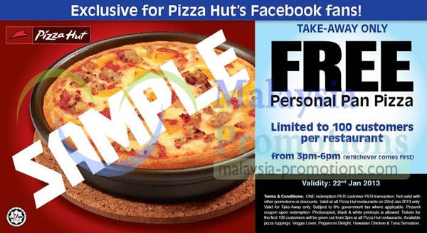 Featured image for (EXPIRED) Pizza Hut FREE Pizza For First 100 Takeaway Customers 22 Jan 2013