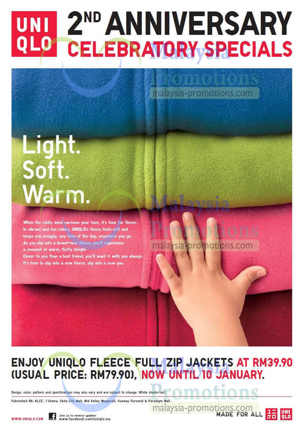 Featured image for Uniqlo 50% Off Fleece Full Zip Jackets Promo @ Islandwide 4 – 10 Jan 2013