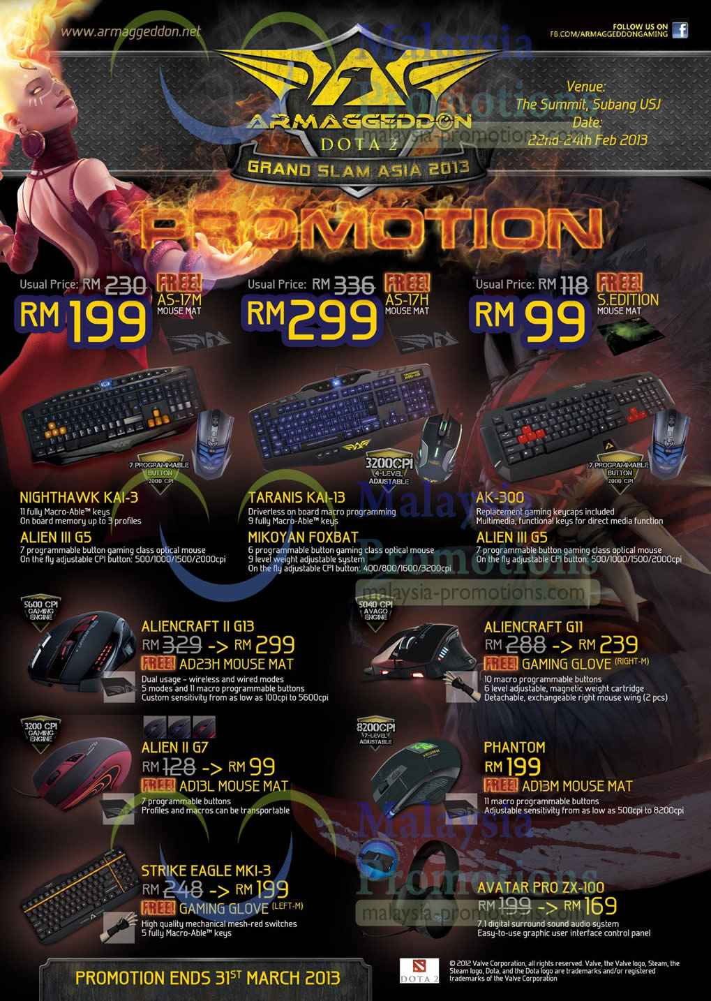 Keyboards Mouses Nighthawk Kai 3 Alien Iii G5 Taranis Kai 13 Mikoyan Foxbat Ak 300 Alien Iii G5 Armaggeddon Grand Slam Asia Accessories Offers Summit Subang Usj 22 24 Feb 2013 Msiapromos Com