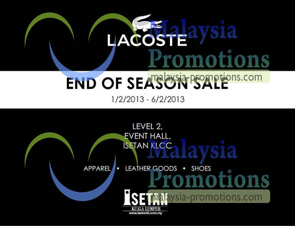 Featured image for (EXPIRED) Lacoste End of Season Sale @ Isetan KLCC 1 – 6 Feb 2013