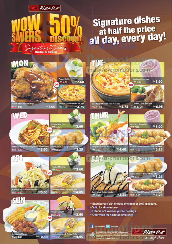 Featured image for Pizza Hut 50% Off Selected Signature Dishes Promotion 18 Feb 2013