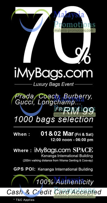 Featured image for (EXPIRED) iMyBags Space Branded Handbags Clearance Sale @ Kenanga Intl Building 1 – 2 Mar 2013