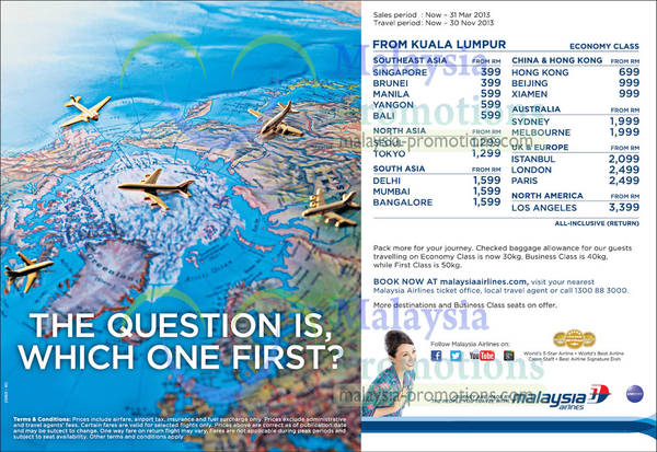 Featured image for (EXPIRED) Malaysia Airlines Promotional Air Fares 12 – 31 Mar 2013