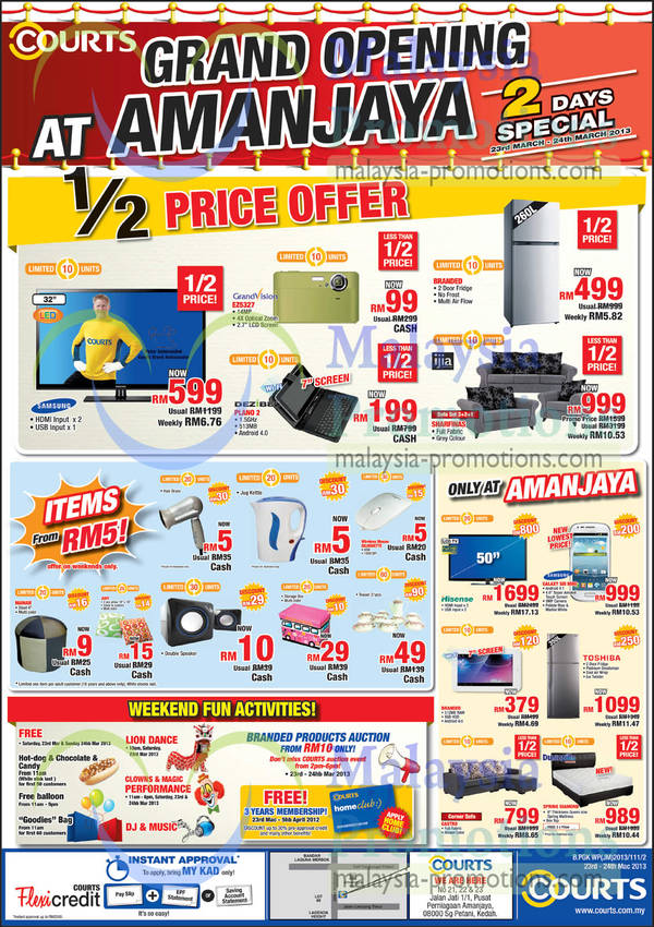 Featured image for (EXPIRED) Courts Amanjaya Grand Opening, North Outlets Special Offers & Other Offers 23 – 24 Mar 2013