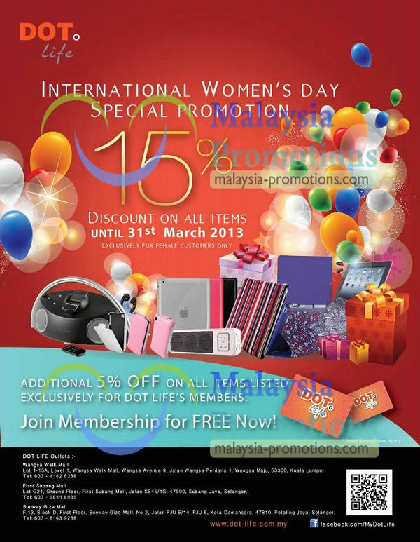 Featured image for Dot Life 15% Off Storewide For Females 20 – 31 Mar 2013