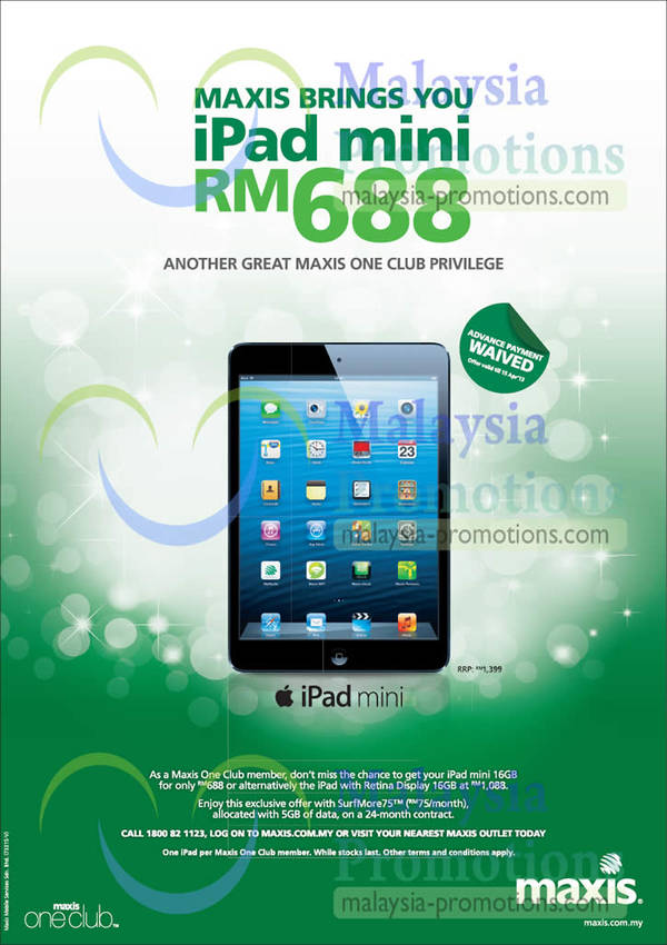 Featured image for Maxis Apple iPad Mini & Apple iPad 4 Offers 30 Mar 2013