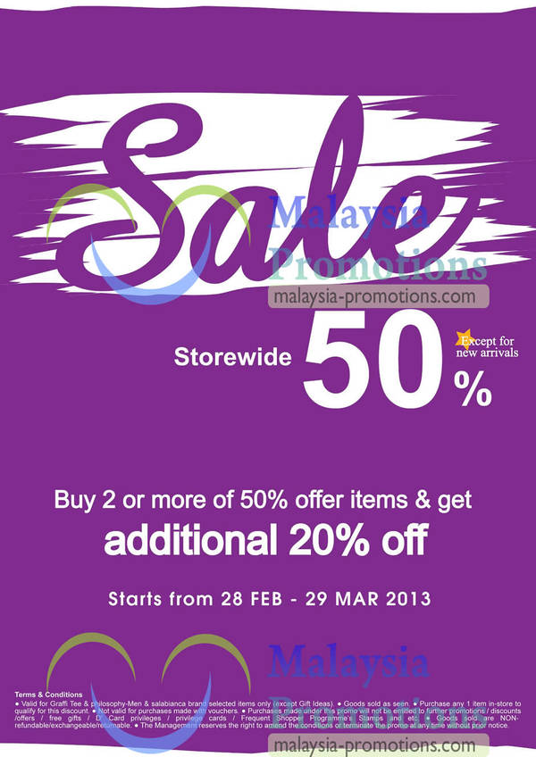 Featured image for (EXPIRED) Salabianca Storewide 50% Off Sale @ All Outlets 28 Feb – 29 Mar 2013