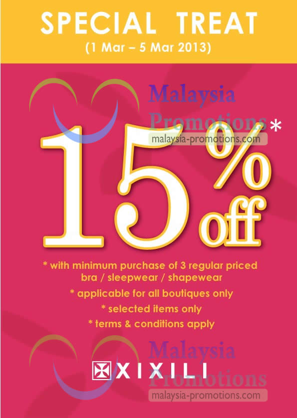 Featured image for (EXPIRED) XIXILI 15% Off Special Treat Promo 1 – 5 Mar 2013