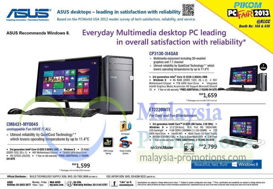 12 Apr ASUS CM6431-MY004S Desktop PC, CP3130-3I4GA8, ET22210INTI AIO Desktop PC