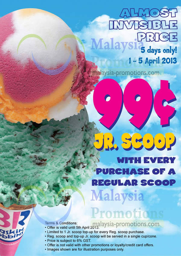 Featured image for (EXPIRED) Baskin-Robbins 99cents Junior Scoop Offer 1 – 5 Apr 2013
