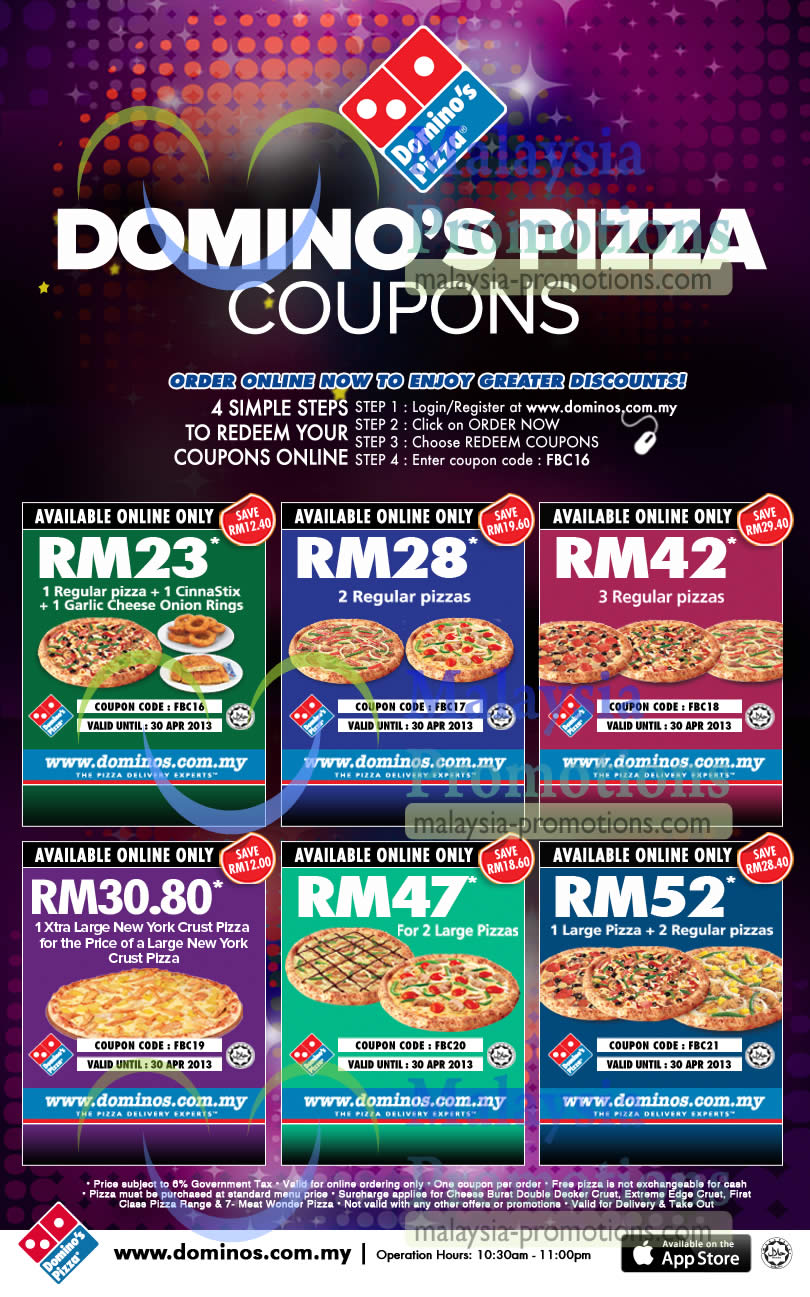 Domino's Pizza Delivery Discount Coupon Codes 16 - 30 Apr 2013